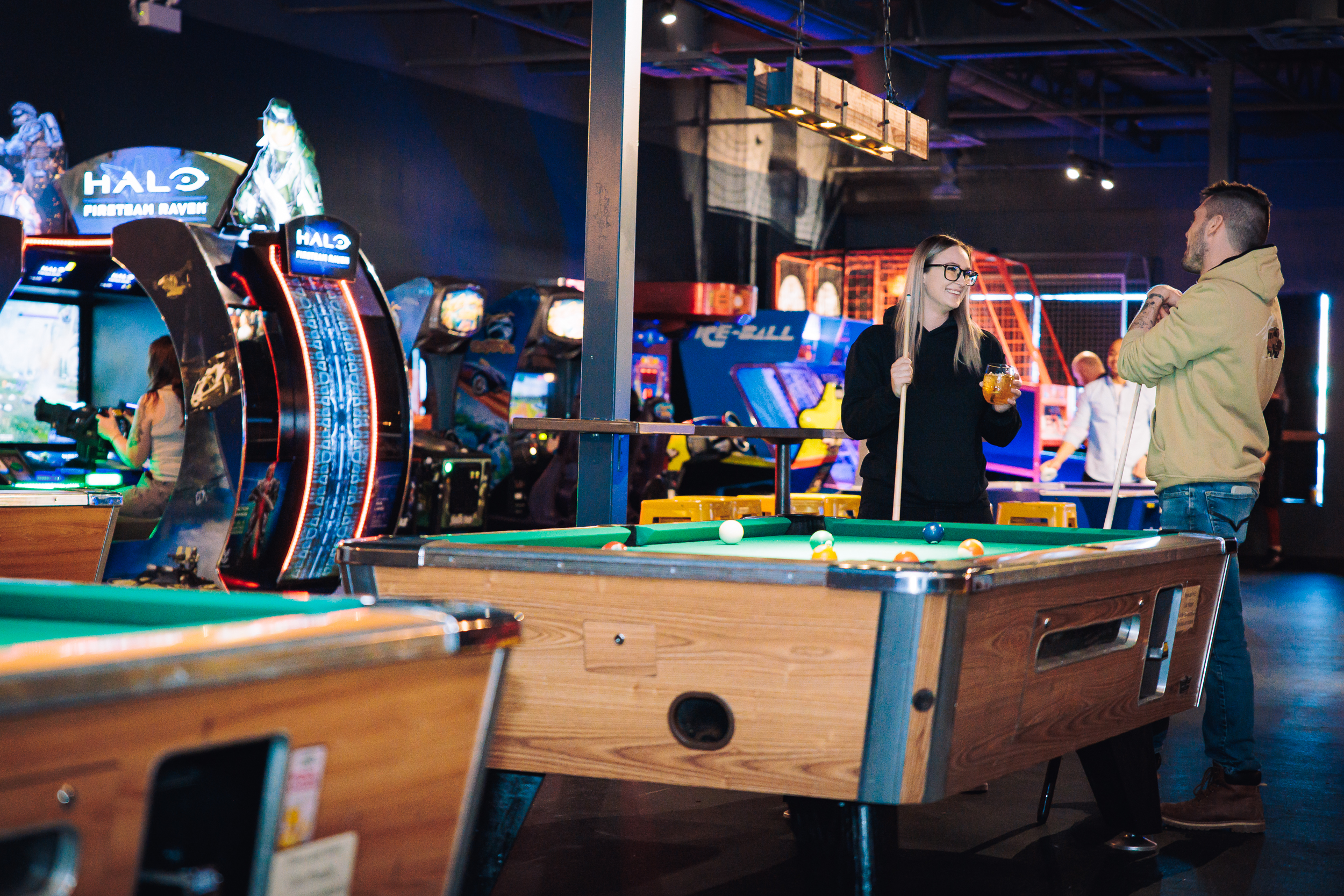 Full-sized billiards and pool tables